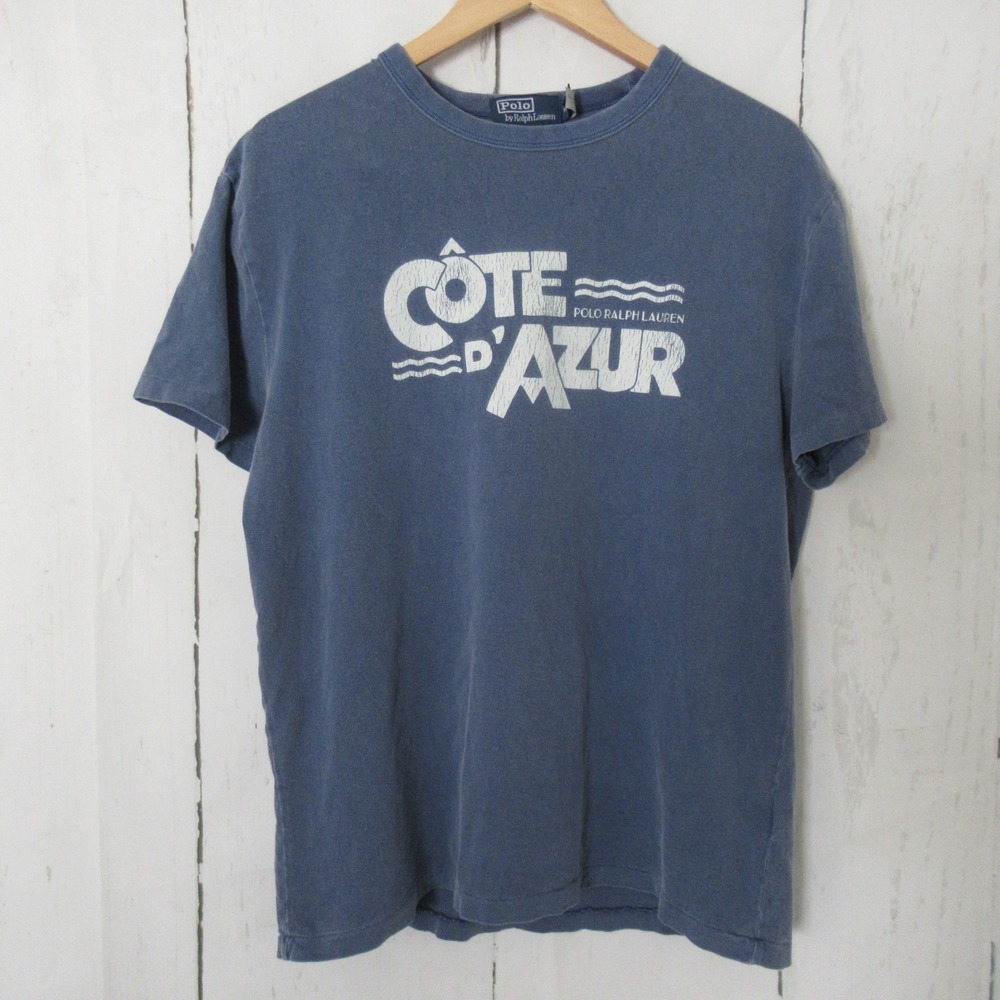 Polo Ralph Lauren T Shirt Mens M Cote D'Azur Classic Fit Vintage Distressed